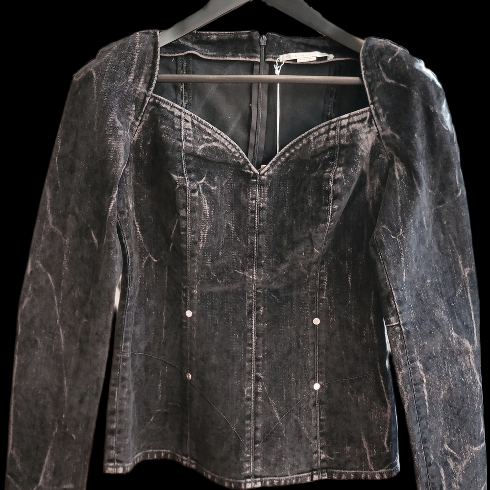 Stella McCartney Distressed Black Denim Blouse